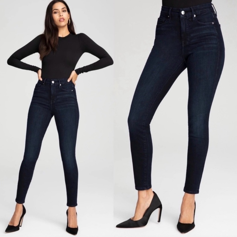 Good American Womens 26 Skinny Jeans Good Legs Dark Wash Minimalist Capsule Prep